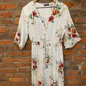SHEIN White & Floral Maxi Dress